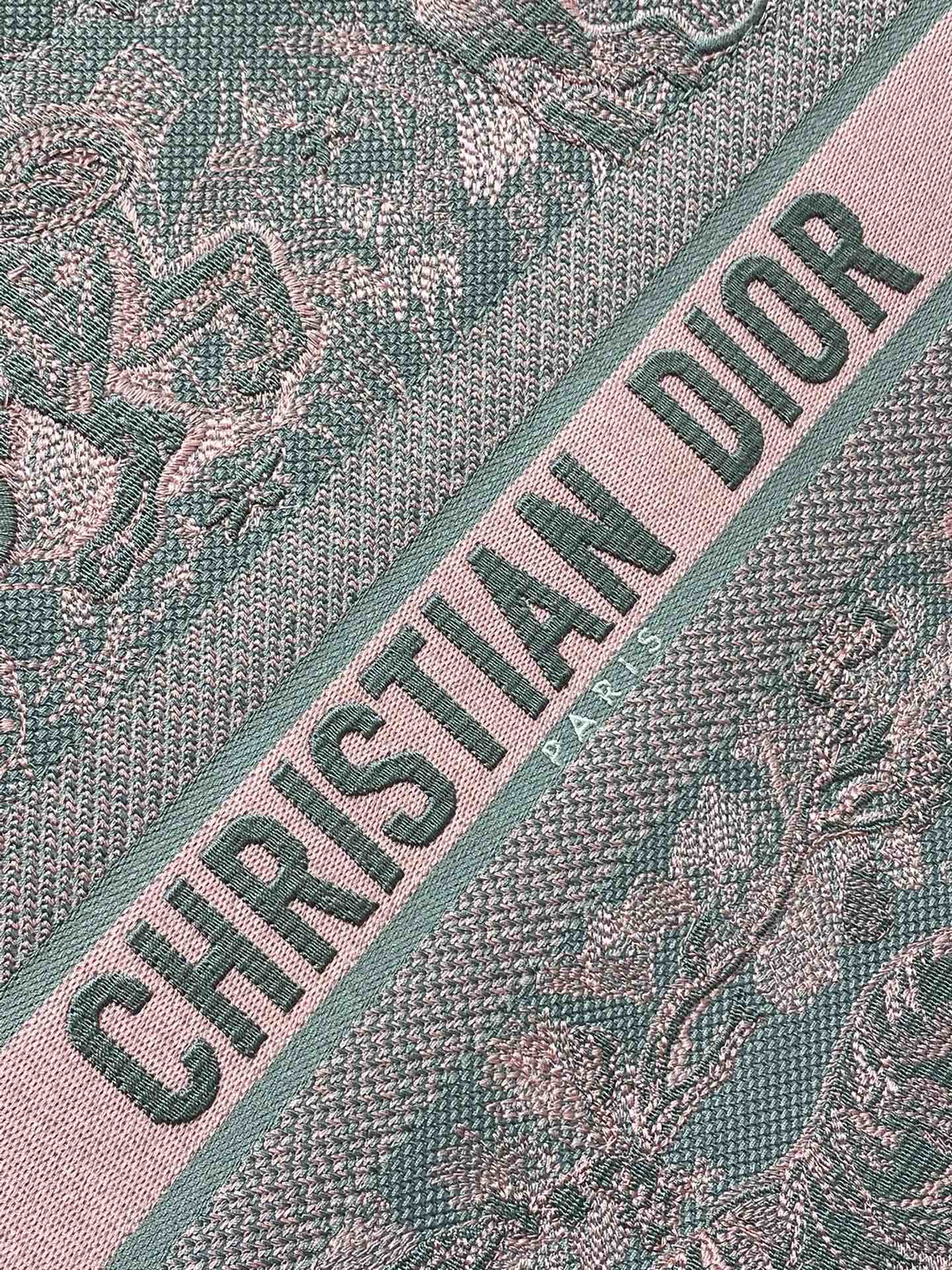 Dior Book Tote Large Gray and Pink Toile de Jouy Reverse Beverly Hills Embroidery - 42 x 35 x 18.5 cm
